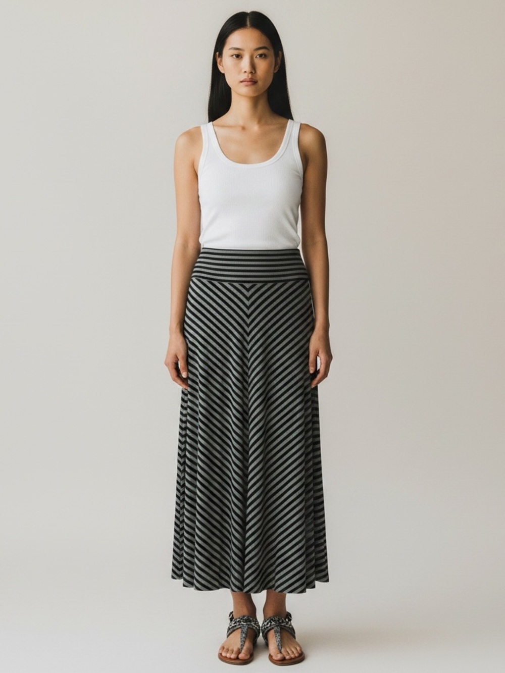 Merona Black and White Chevron Maxi Skirt